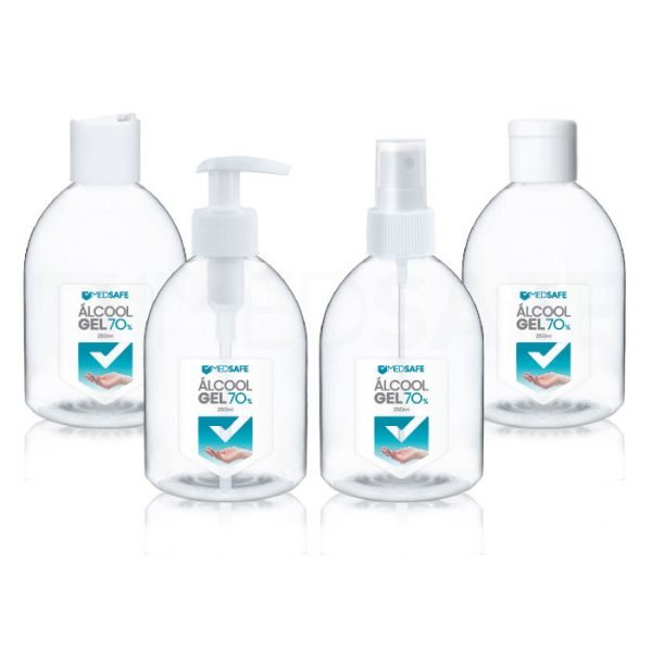 MedSafe_pt-Álcool Gel Desinfetante Mãos_Gel Higienizante Antisséptico para mãos_Hidroalcoólico-250ml-Tampas